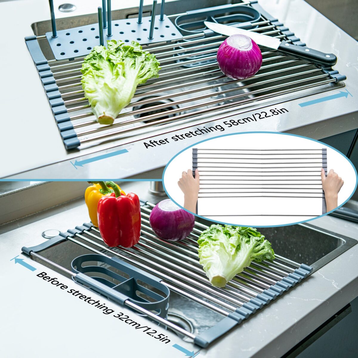 GoMaihe Expandable Roll Up Dish Drying Rack - Image 2