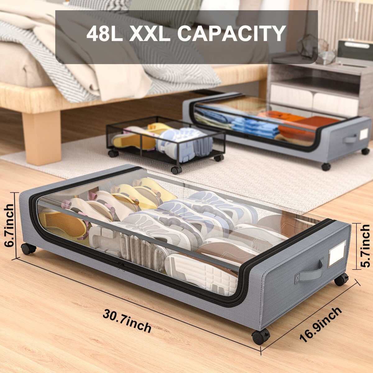 GoMaihe Under Bed Storage Container with Wheels (Set of 2) - Image 2