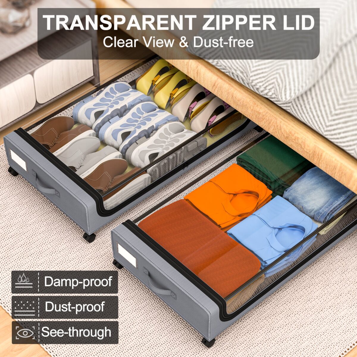 GoMaihe Under Bed Storage Container with Wheels (Set of 2) - Image 3