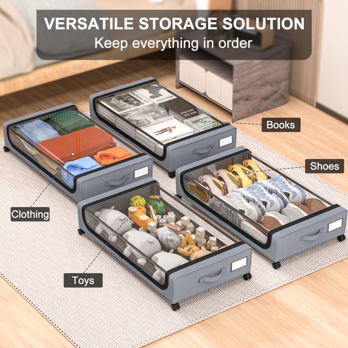 GoMaihe Under Bed Storage Container with Wheels (Set of 2) - Image 5