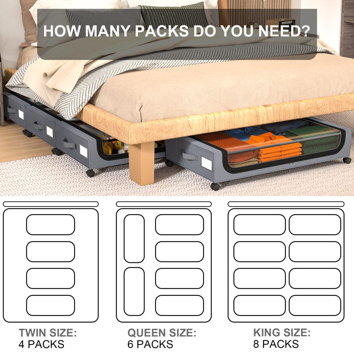 GoMaihe Under Bed Storage Container with Wheels (Set of 2) - Image 7