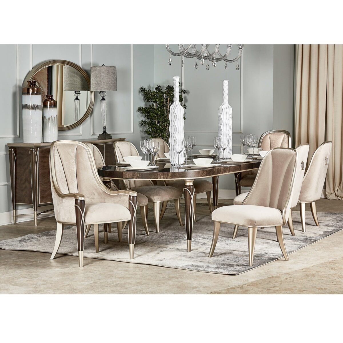 Michael Amini Villa Cherie Hazelnut Dining Side Chair - Set of 2 TF - Image 3