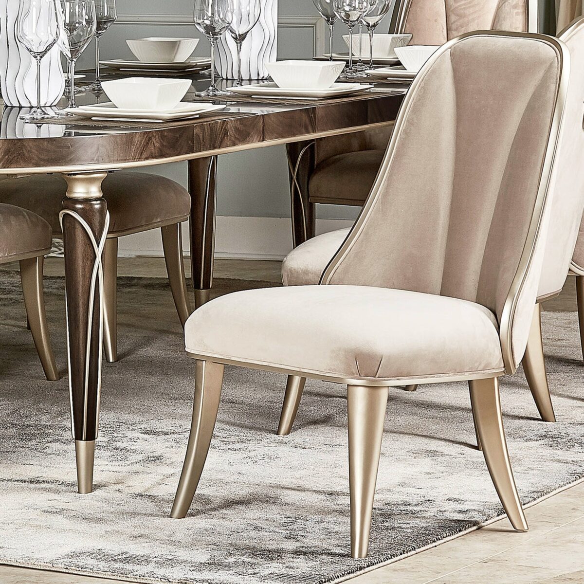 Michael Amini Villa Cherie Hazelnut Dining Side Chair - Set of 2 TF - Image 2