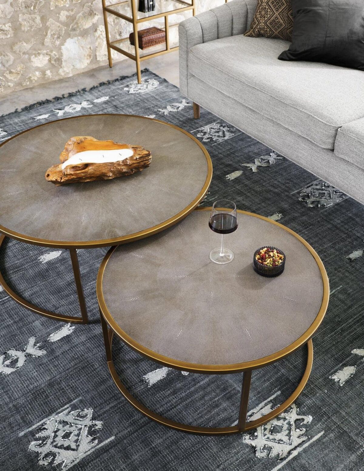 Four Hands Shagreen Nesting Coffee Table - Image 9